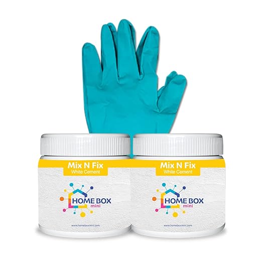 HOME BOX mini Mix N Fix White Cement with Free Pair of Gloves 500 gram (Pack of 2)